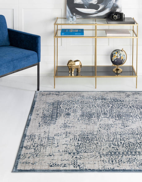 Blue 5' 3 x 5' 3 Aberdeen Square Area Rug 60% Polypropylene & 40% Polyester Living Dining Office Room Carpet for Sale at Rug Engine