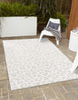 Ivory Gray 9' x 12' Outdoor Safari Rectangle Area Rug Weather Resistant for Patio, Deck, Terrace, Balcony, Porch Animal Print Wildlife Nature Carpet for Sale at Rug Engine