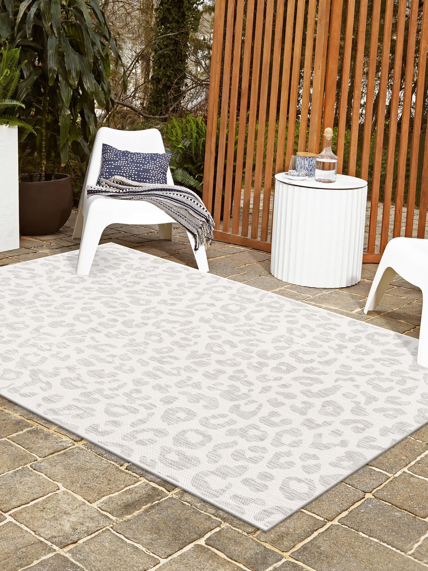 Ivory Gray 3' 1 x 5' 3 Outdoor Safari Rectangle Area Rug Weather Resistant for Patio, Deck, Terrace, Balcony, Porch Animal Print Wildlife Nature Carpet for Sale at Rug Engine