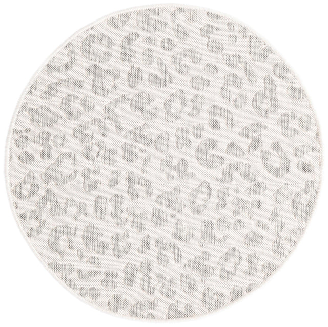 Ivory Gray 3' 1 x 3' 1 Outdoor Safari Round Area Rug Weather Resistant for Patio, Deck, Terrace, Balcony, Porch Animal Print Wildlife Nature Carpet for Sale at Rug Engine
