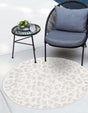 Ivory Gray 4' 1 x 4' 1 Outdoor Safari Round Area Rug Weather Resistant for Patio, Deck, Terrace, Balcony, Porch Animal Print Wildlife Nature Carpet for Sale at Rug Engine