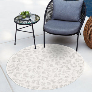 Ivory Gray 10' x 10' Outdoor Safari Round Area Rug Weather Resistant for Patio, Deck, Terrace, Balcony, Porch Animal Print Wildlife Nature Carpet for Sale at Rug Engine