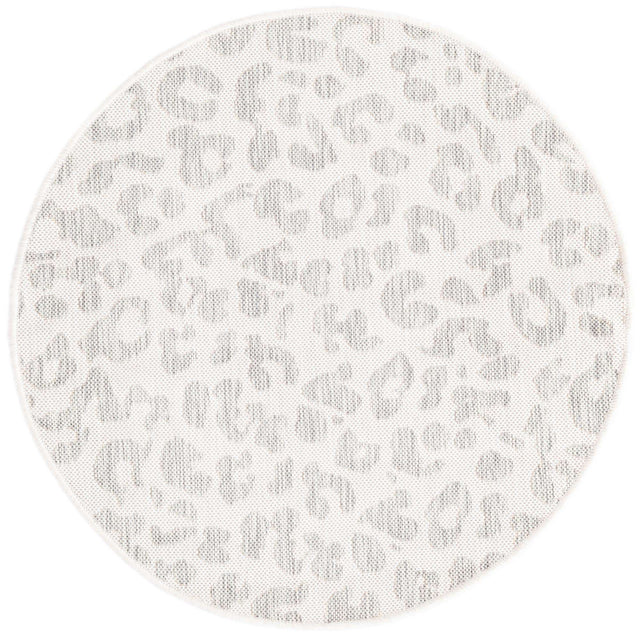 Ivory Gray 3' 1 x 3' 1 Outdoor Safari Round Area Rug Weather Resistant for Patio, Deck, Terrace, Balcony, Porch Animal Print Wildlife Nature Carpet for Sale at Rug Engine