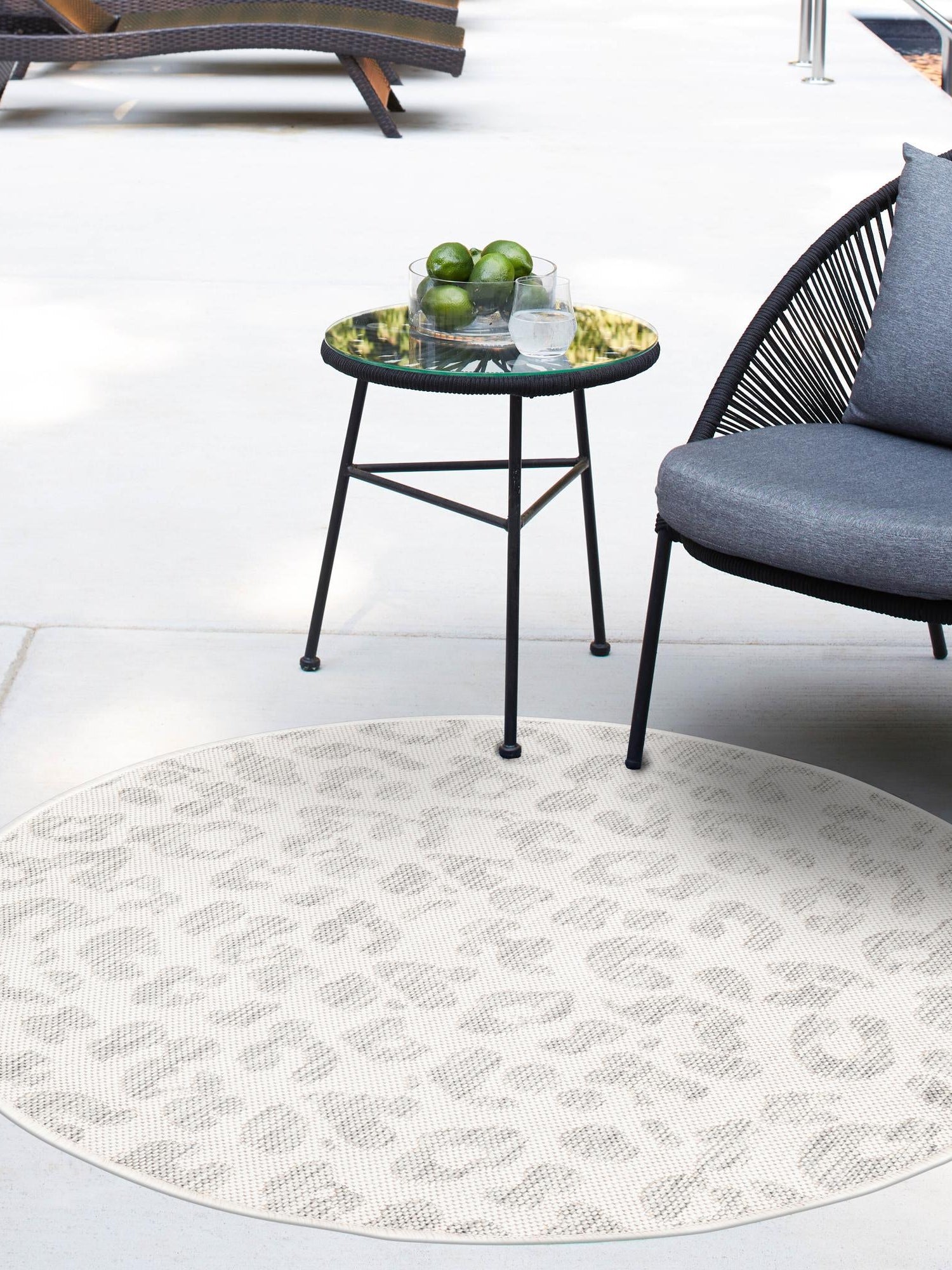 Ivory Gray 13' 1 x 13' 1 Outdoor Safari Round Area Rug Weather Resistant for Patio, Deck, Terrace, Balcony, Porch Animal Print Wildlife Nature Carpet for Sale at Rug Engine