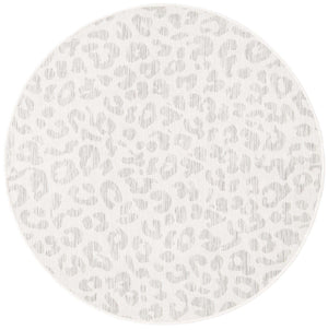 Ivory Gray 4' 1 x 4' 1 Outdoor Safari Round Area Rug Weather Resistant for Patio, Deck, Terrace, Balcony, Porch Animal Print Wildlife Nature Carpet for Sale at Rug Engine