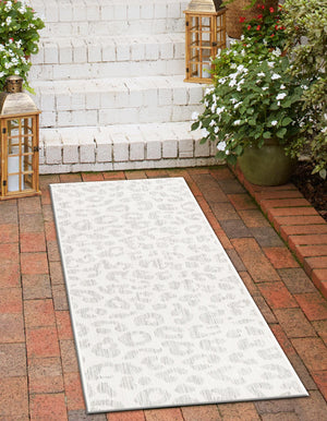 Ivory Gray 2' 7 x 10' Outdoor Safari Runner Area Rug Weather Resistant for Patio, Deck, Terrace, Balcony, Porch Animal Print Wildlife Nature Carpet for Sale at Rug Engine
