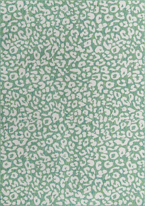 Green Blue 10' x 14' 1 Outdoor Safari Rectangle Area Rug Weather Resistant for Patio, Deck, Terrace, Balcony, Porch