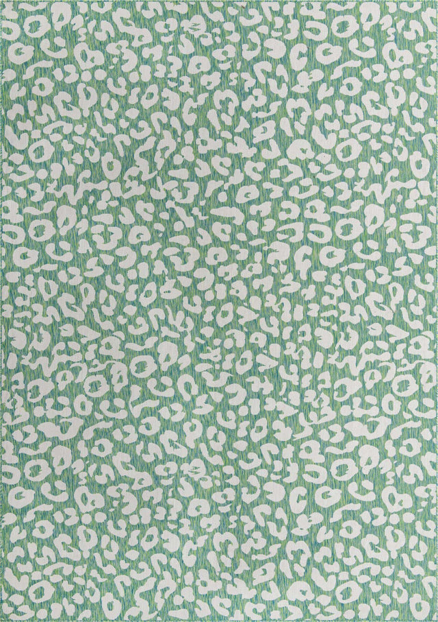 Green Blue 10' x 14' 1 Outdoor Safari Rectangle Area Rug Weather Resistant for Patio, Deck, Terrace, Balcony, Porch