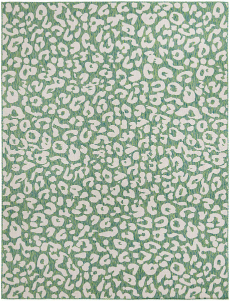 Green Blue 9' x 12' Outdoor Safari Rectangle Rug