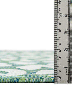 Green Blue 5' 3 x 7' 1 Outdoor Safari Rectangle Area Rug Weather Resistant for Patio, Deck, Terrace, Balcony, Porch Animal Print Wildlife Nature Carpet for Sale at Rug Engine
