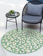 Green Blue 13' 1 x 13' 1 Outdoor Safari Round Area Rug Weather Resistant for Patio, Deck, Terrace, Balcony, Porch Animal Print Wildlife Nature Carpet for Sale at Rug Engine