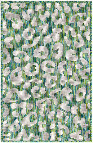 Green Blue 2' x 3' 1 Outdoor Safari Rectangle Rug