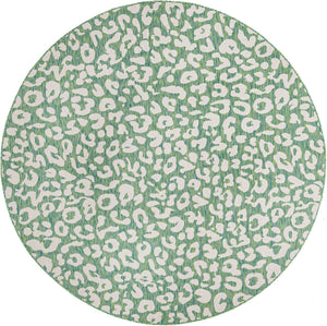 Green Blue 10' x 10' Outdoor Safari Round Area Rug Weather Resistant for Patio, Deck, Terrace, Balcony, Porch Animal Print Wildlife Nature Carpet for Sale at Rug Engine