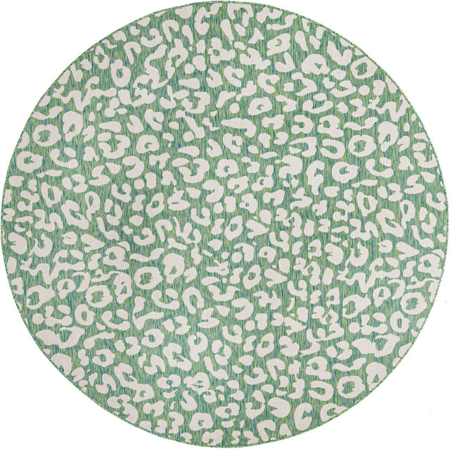 Green Blue 10' x 10' Outdoor Safari Round Area Rug Weather Resistant for Patio, Deck, Terrace, Balcony, Porch Animal Print Wildlife Nature Carpet for Sale at Rug Engine