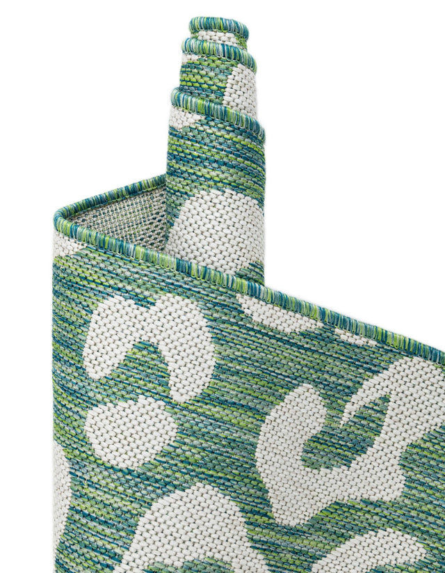 Green Blue 13' 1 x 13' 1 Outdoor Safari Square Area Rug Weather Resistant for Patio, Deck, Terrace, Balcony, Porch Animal Print Wildlife Nature Carpet for Sale at Rug Engine