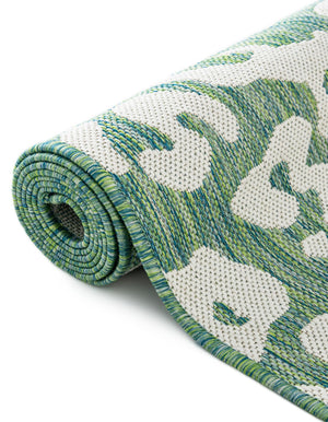 Green Blue 13' 1 x 13' 1 Outdoor Safari Square Area Rug Weather Resistant for Patio, Deck, Terrace, Balcony, Porch Animal Print Wildlife Nature Carpet for Sale at Rug Engine