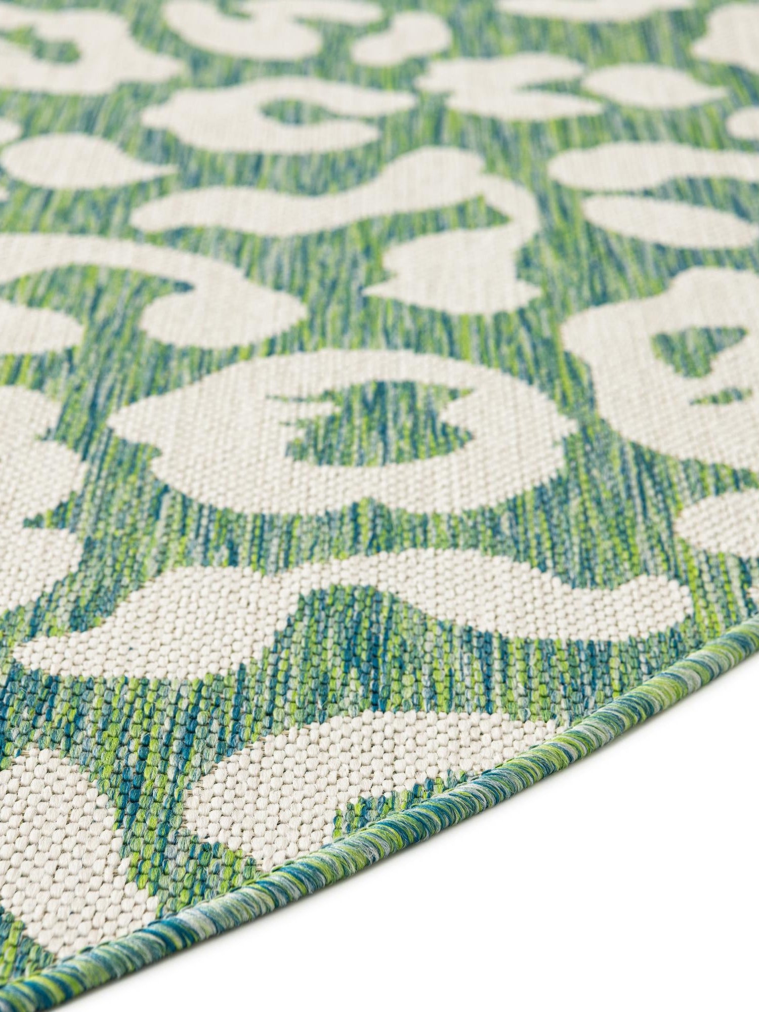 Green Blue 5' 3 x 5' 3 Outdoor Safari Round Area Rug Weather Resistant for Patio, Deck, Terrace, Balcony, Porch Animal Print Wildlife Nature Carpet for Sale at Rug Engine