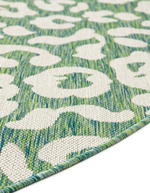 Green Blue 5' 3 x 5' 3 Outdoor Safari Round Area Rug Weather Resistant for Patio, Deck, Terrace, Balcony, Porch Animal Print Wildlife Nature Carpet for Sale at Rug Engine