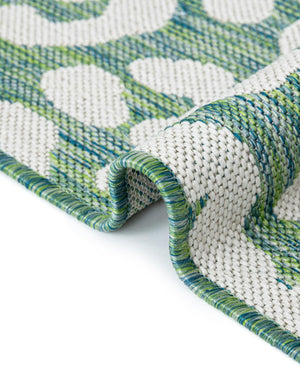 Green Blue 6' 1 x 6' 1 Outdoor Safari Round Area Rug Weather Resistant for Patio, Deck, Terrace, Balcony, Porch Animal Print Wildlife Nature Carpet for Sale at Rug Engine