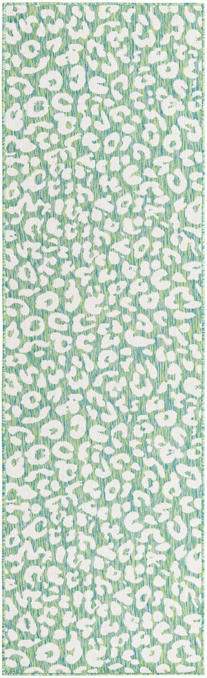 Green Blue 2' 7 x 10' Outdoor Safari Runner Area Rug Weather Resistant for Patio, Deck, Terrace, Balcony, Porch Animal Print Wildlife Nature Carpet for Sale at Rug Engine