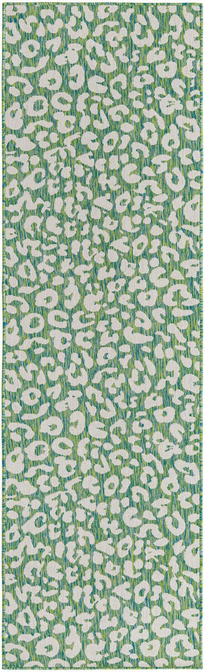 Green Blue 2' 7 x 10' Outdoor Safari Runner Area Rug Weather Resistant for Patio, Deck, Terrace, Balcony, Porch Animal Print Wildlife Nature Carpet for Sale at Rug Engine