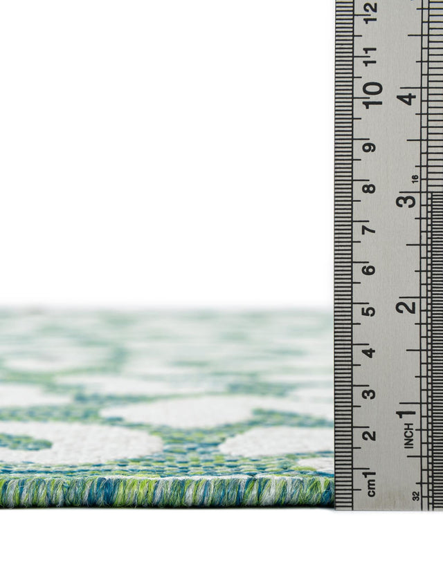 Green Blue 2' x 8' Outdoor Safari Runner Area Rug Weather Resistant for Patio, Deck, Terrace, Balcony, Porch Animal Print Wildlife Nature Carpet for Sale at Rug Engine
