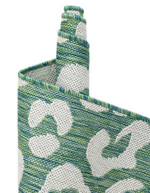 Green Blue 2' x 8' Outdoor Safari Runner Area Rug Weather Resistant for Patio, Deck, Terrace, Balcony, Porch Animal Print Wildlife Nature Carpet for Sale at Rug Engine