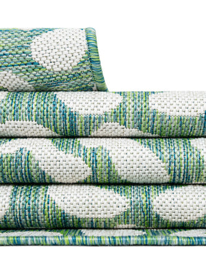 Green Blue 2' 7 x 10' Outdoor Safari Runner Area Rug Weather Resistant for Patio, Deck, Terrace, Balcony, Porch Animal Print Wildlife Nature Carpet for Sale at Rug Engine
