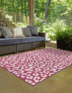 Magenta 5' 3 x 8' Outdoor Safari Rectangle Area Rug Weather Resistant for Patio, Deck, Terrace, Balcony, Porch Animal Print Wildlife Nature Carpet for Sale at Rug Engine
