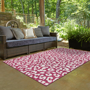 Magenta 10' x 14' 1 Outdoor Safari Rectangle Area Rug Weather Resistant for Patio, Deck, Terrace, Balcony, Porch Animal Print Wildlife Nature Carpet for Sale at Rug Engine