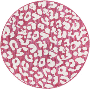 Magenta 3' 1 x 3' 1 Outdoor Safari Round Area Rug Weather Resistant for Patio, Deck, Terrace, Balcony, Porch Animal Print Wildlife Nature Carpet for Sale at Rug Engine