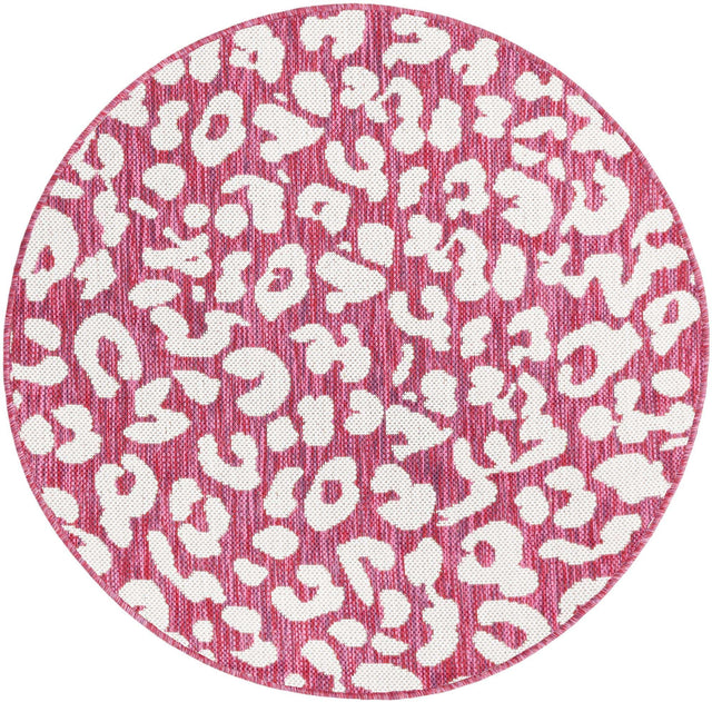 Magenta 3' 1 x 3' 1 Outdoor Safari Round Area Rug Weather Resistant for Patio, Deck, Terrace, Balcony, Porch Animal Print Wildlife Nature Carpet for Sale at Rug Engine