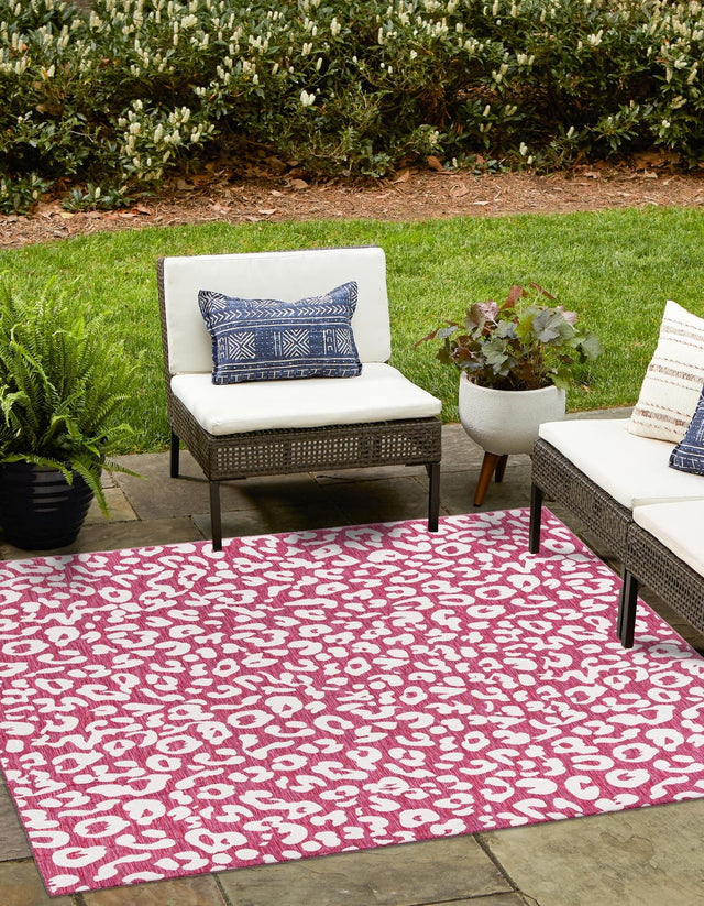 Magenta 13' 1 x 13' 1 Outdoor Safari Square Area Rug Weather Resistant for Patio, Deck, Terrace, Balcony, Porch Animal Print Wildlife Nature Carpet for Sale at Rug Engine