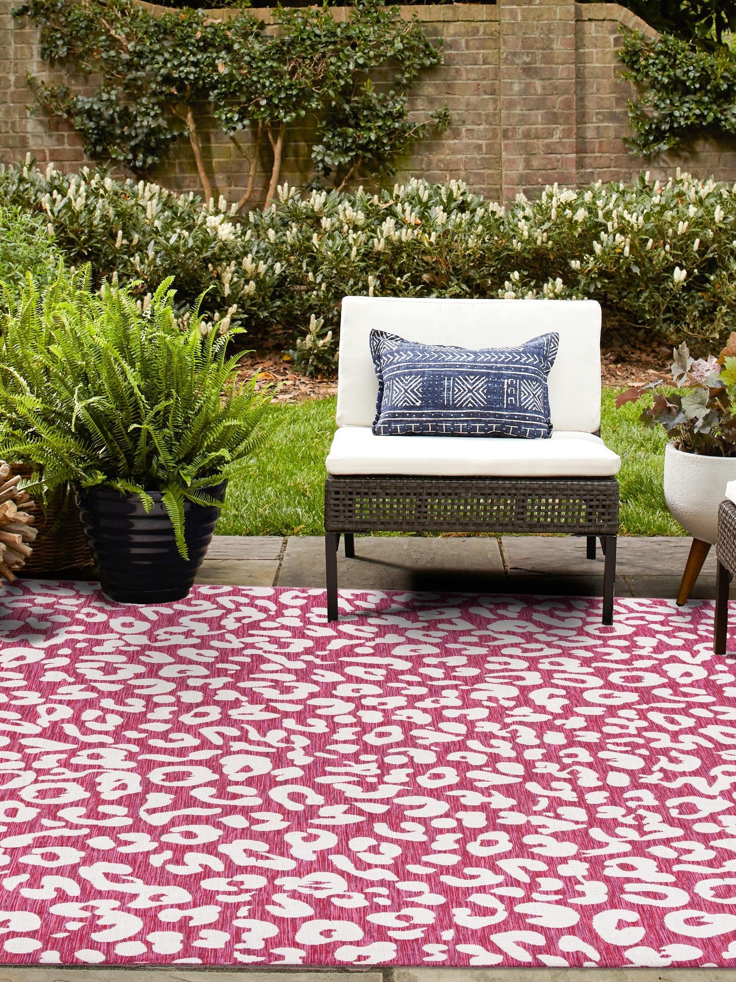 Magenta 13' 1 x 13' 1 Outdoor Safari Square Area Rug Weather Resistant for Patio, Deck, Terrace, Balcony, Porch Animal Print Wildlife Nature Carpet for Sale at Rug Engine