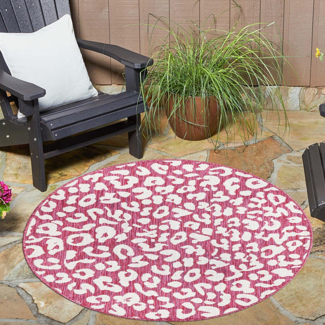 Magenta 13' 1 x 13' 1 Outdoor Safari Round Area Rug Weather Resistant for Patio, Deck, Terrace, Balcony, Porch Animal Print Wildlife Nature Carpet for Sale at Rug Engine