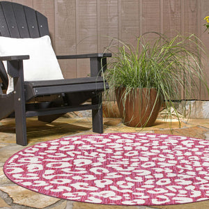 Magenta 13' 1 x 13' 1 Outdoor Safari Round Area Rug Weather Resistant for Patio, Deck, Terrace, Balcony, Porch Animal Print Wildlife Nature Carpet for Sale at Rug Engine