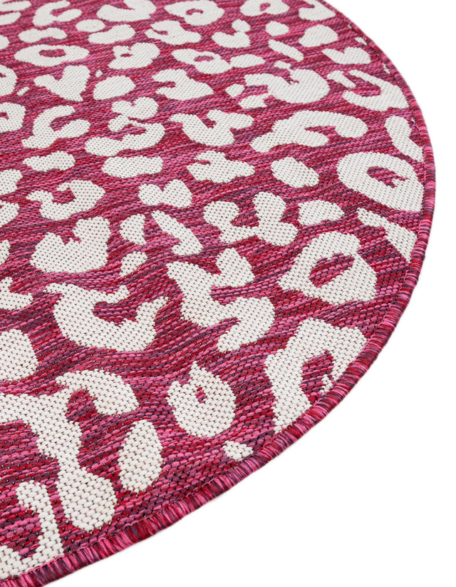Magenta 4' 1 x 4' 1 Outdoor Safari Round Area Rug Weather Resistant for Patio, Deck, Terrace, Balcony, Porch Animal Print Wildlife Nature Carpet for Sale at Rug Engine