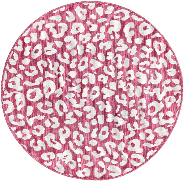 Magenta 4' 1 x 4' 1 Outdoor Safari Round Area Rug Weather Resistant for Patio, Deck, Terrace, Balcony, Porch Animal Print Wildlife Nature Carpet for Sale at Rug Engine