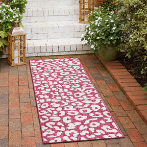Magenta 2' x 6' 1 Outdoor Safari Runner Area Rug Weather Resistant for Patio, Deck, Terrace, Balcony, Porch Animal Print Wildlife Nature Carpet for Sale at Rug Engine