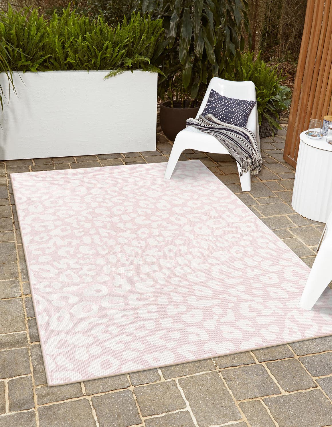 Pink Ivory 10' x 14' 1 Outdoor Safari Rectangle Area Rug Weather Resistant for Patio, Deck, Terrace, Balcony, Porch Animal Print Wildlife Nature Carpet for Sale at Rug Engine