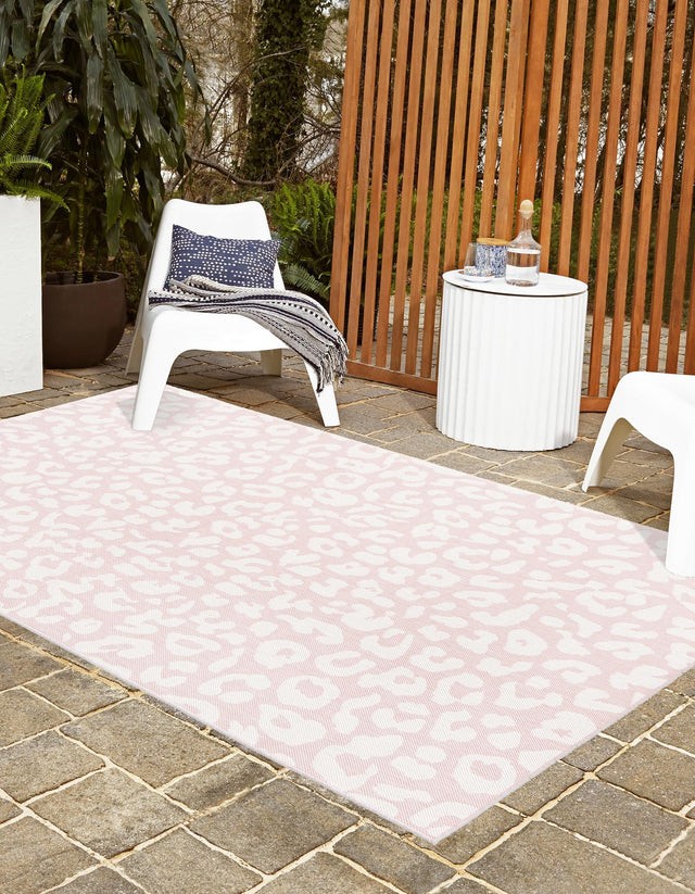 Pink Ivory 10' x 14' 1 Outdoor Safari Rectangle Area Rug Weather Resistant for Patio, Deck, Terrace, Balcony, Porch Animal Print Wildlife Nature Carpet for Sale at Rug Engine
