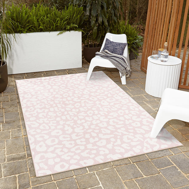 Pink Ivory 5' 3 x 8' Outdoor Safari Rectangle Area Rug Weather Resistant for Patio, Deck, Terrace, Balcony, Porch Animal Print Wildlife Nature Carpet for Sale at Rug Engine