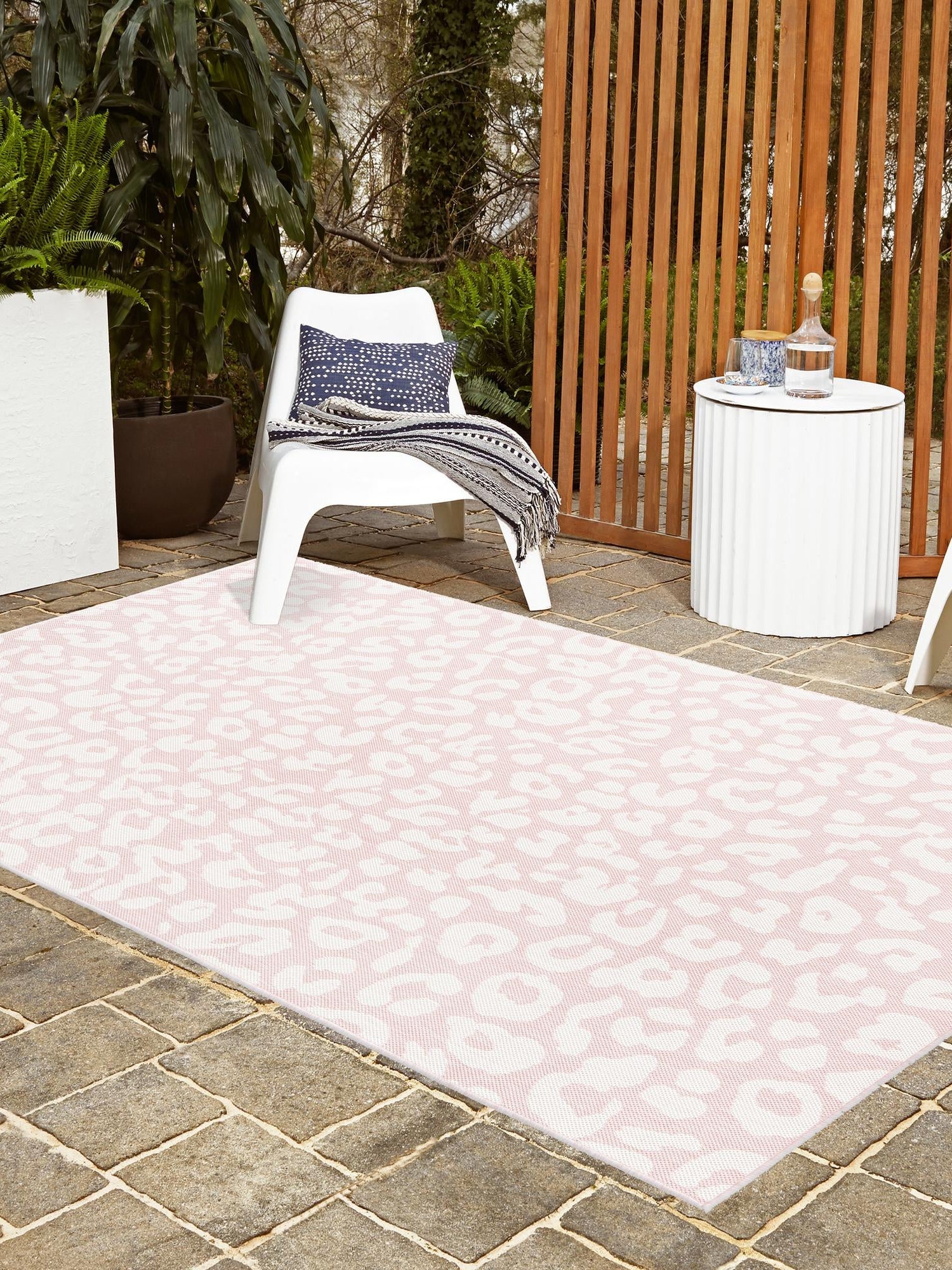 Pink Ivory 4' 1 x 6' 1 Outdoor Safari Rectangle Area Rug Weather Resistant for Patio, Deck, Terrace, Balcony, Porch Animal Print Wildlife Nature Carpet for Sale at Rug Engine
