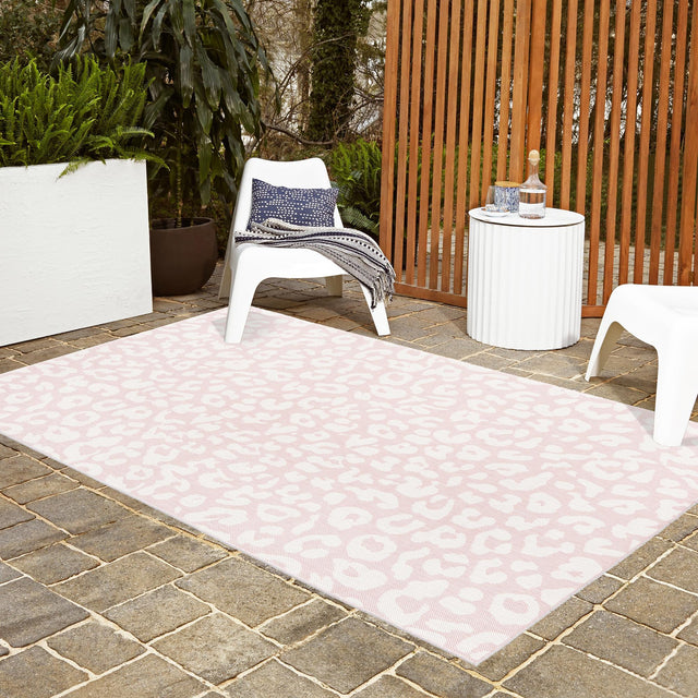 Pink Ivory 10' x 14' 1 Outdoor Safari Rectangle Area Rug Weather Resistant for Patio, Deck, Terrace, Balcony, Porch Animal Print Wildlife Nature Carpet for Sale at Rug Engine