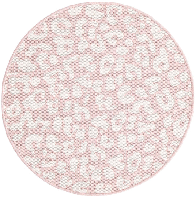 Pink Ivory 3' 1 x 3' 1 Outdoor Safari Round Area Rug Weather Resistant for Patio, Deck, Terrace, Balcony, Porch Animal Print Wildlife Nature Carpet for Sale at Rug Engine