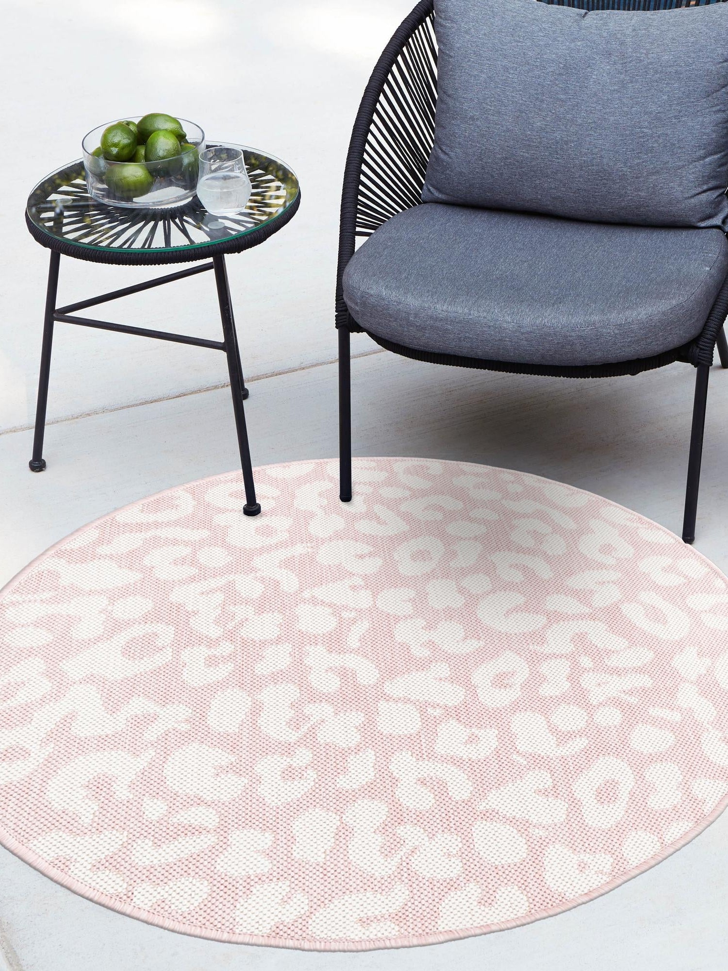 Pink Ivory 10' x 10' Outdoor Safari Round Area Rug Weather Resistant for Patio, Deck, Terrace, Balcony, Porch Animal Print Wildlife Nature Carpet for Sale at Rug Engine