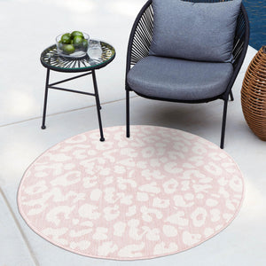Pink Ivory 10' x 10' Outdoor Safari Round Area Rug Weather Resistant for Patio, Deck, Terrace, Balcony, Porch Animal Print Wildlife Nature Carpet for Sale at Rug Engine
