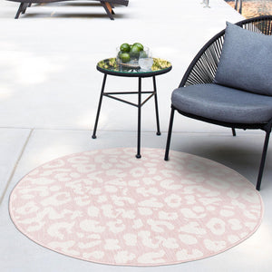 Pink Ivory 10' x 10' Outdoor Safari Round Area Rug Weather Resistant for Patio, Deck, Terrace, Balcony, Porch Animal Print Wildlife Nature Carpet for Sale at Rug Engine