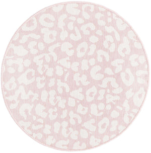Pink Ivory 3' 1 x 3' 1 Outdoor Safari Round Area Rug Weather Resistant for Patio, Deck, Terrace, Balcony, Porch Animal Print Wildlife Nature Carpet for Sale at Rug Engine