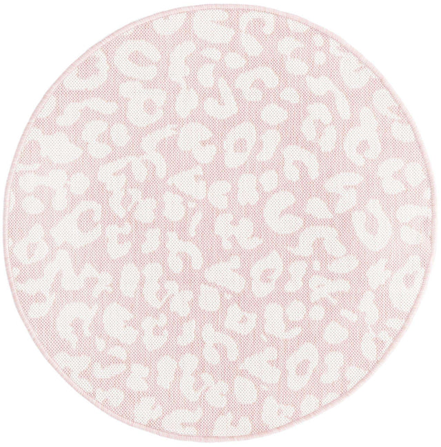Pink Ivory 3' 1 x 3' 1 Outdoor Safari Round Area Rug Weather Resistant for Patio, Deck, Terrace, Balcony, Porch Animal Print Wildlife Nature Carpet for Sale at Rug Engine